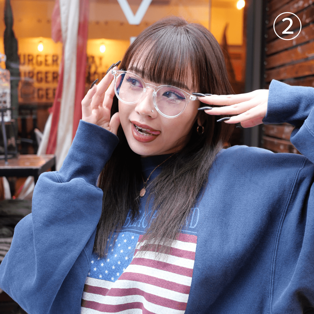 Clear flame glasses (ﾌﾞﾙｰﾗｲﾄｶｯﾄ付) - 𝐇𝐨𝐧𝐞𝐲 𝐁𝐮𝐭𝐭𝐞𝐫 𝐍𝐢𝐧𝐞