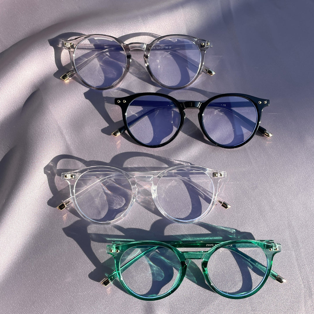 Clear flame glasses (ﾌﾞﾙｰﾗｲﾄｶｯﾄ付) - 𝐇𝐨𝐧𝐞𝐲 𝐁𝐮𝐭𝐭𝐞𝐫 𝐍𝐢𝐧𝐞