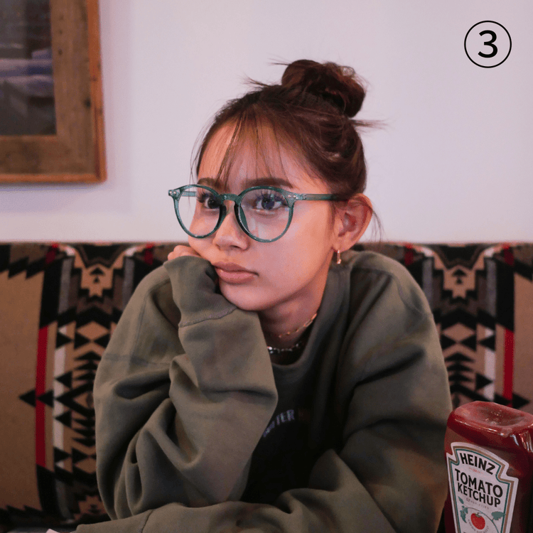 Clear flame glasses (ﾌﾞﾙｰﾗｲﾄｶｯﾄ付) - 𝐇𝐨𝐧𝐞𝐲 𝐁𝐮𝐭𝐭𝐞𝐫 𝐍𝐢𝐧𝐞