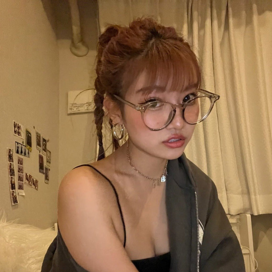 Clear flame glasses (ﾌﾞﾙｰﾗｲﾄｶｯﾄ付) - 𝐇𝐨𝐧𝐞𝐲 𝐁𝐮𝐭𝐭𝐞𝐫 𝐍𝐢𝐧𝐞