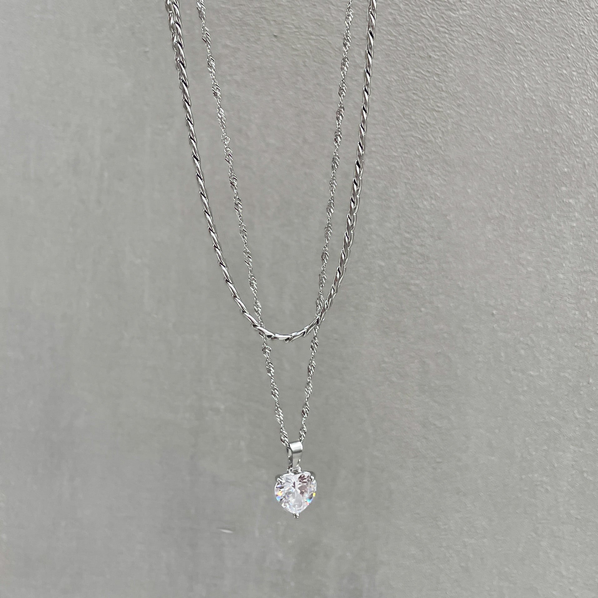 Silver zirconia necklace(2セット) - 𝐇𝐨𝐧𝐞𝐲 𝐁𝐮𝐭𝐭𝐞𝐫 𝐍𝐢𝐧𝐞